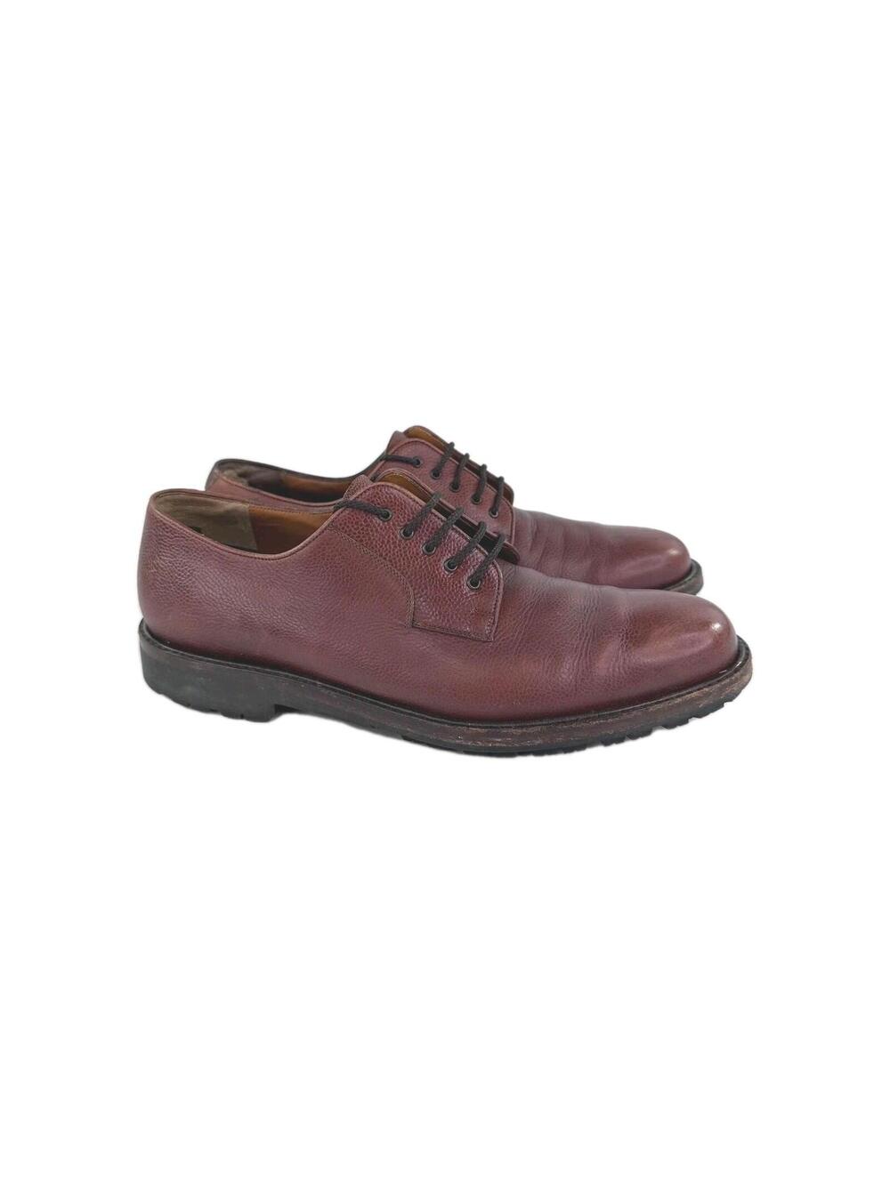 Salvatore Ferragamo Zenith Pebble Calf Derby US 9 D Mens Brown Oxford Shoes